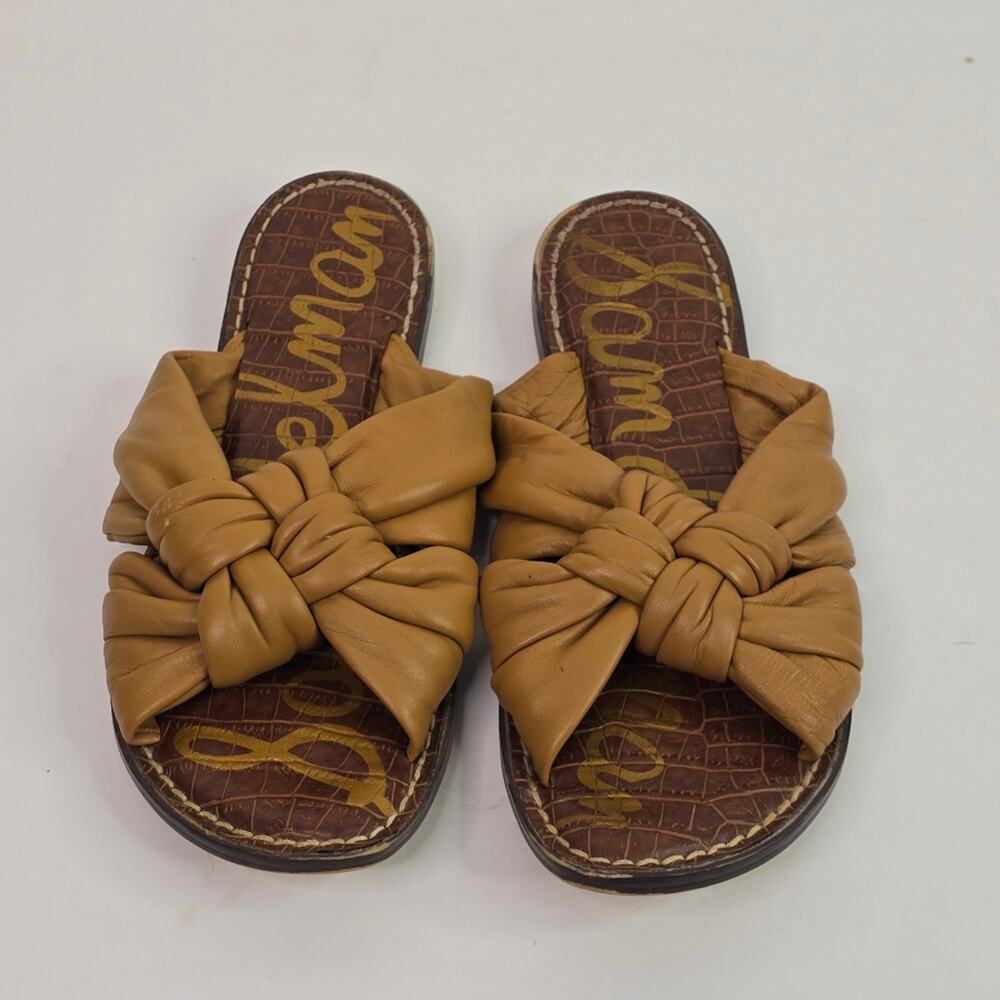 Sam Edelman Camel Garson Leather Knotted Slide Sandals